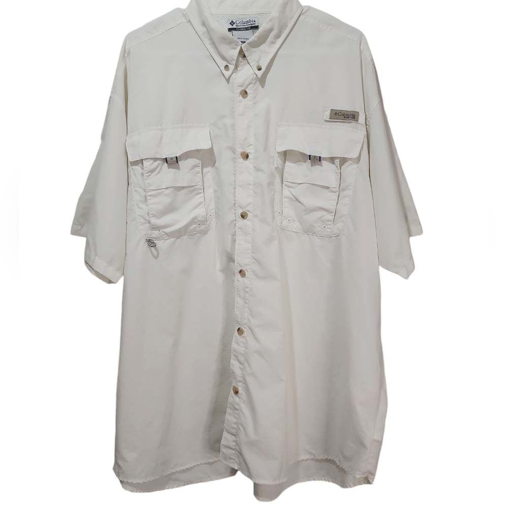NWOT Columbia Men's button front 2 pocket Front XL Off White
